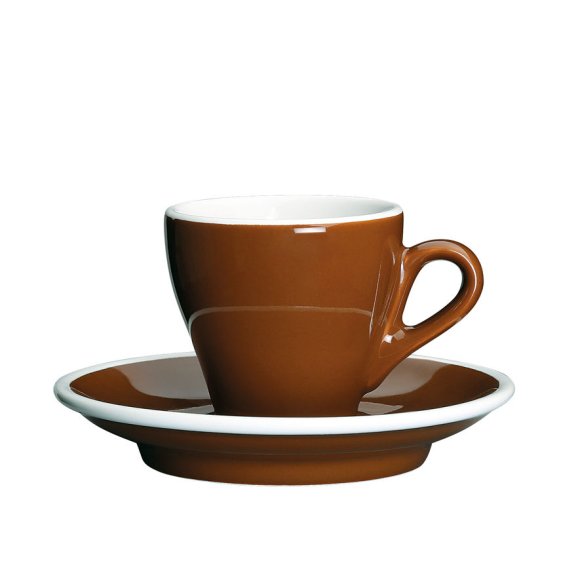 CILIO | Milano | porcelanowa filiżanka do espresso ze spodkiem, 50 ml, brązowo-biała
