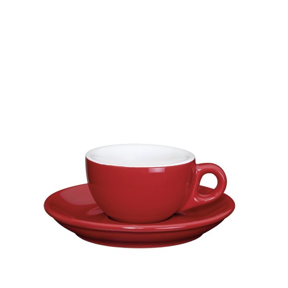 CILIO | Roma | porcelanowa filiżanka do espresso ze spodkiem, 50 ml, czerwona