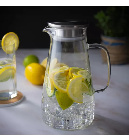 CILIO | Emilia | dzbanek, szkło borokrzemowe/stal nierdzewna, 1,6 l, śred. 12,5 x 22,5 cm