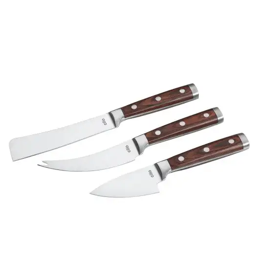 CILIO | Sardo Formaggio | zestaw 3 noży do sera, stal nierdzewna/drewno pakka, pudełko prezentowe