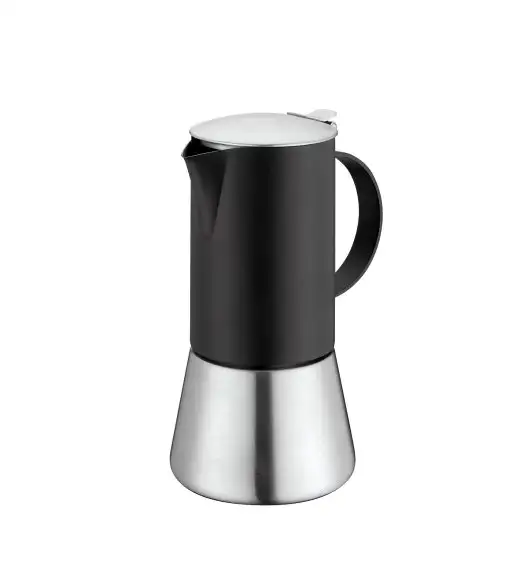 CILIO | Aida | kafeteria stalowa, śred. 10x20,5 cm, 6 filiżanek, stalowa satynowa/czarna