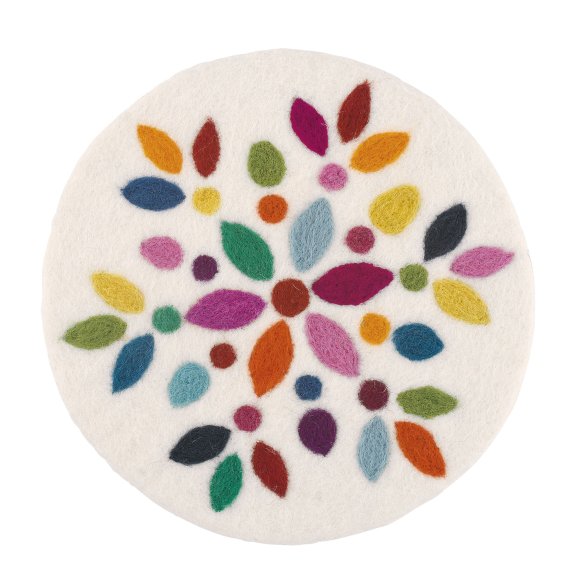 CILIO | LANA FIORE | podkładka pod gorące naczynia, śred. 21 cm, owcza wełna, wielokolorowa