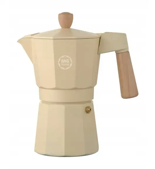 MG HOME | LUNGO Kawiarka aluminiowa / kremowa 300 ml / 6 filiżanek