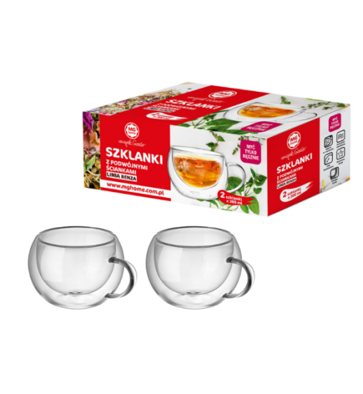 MG HOME | RENZA Zestaw 2 filiżanek termicznych z uchem 300 ml
