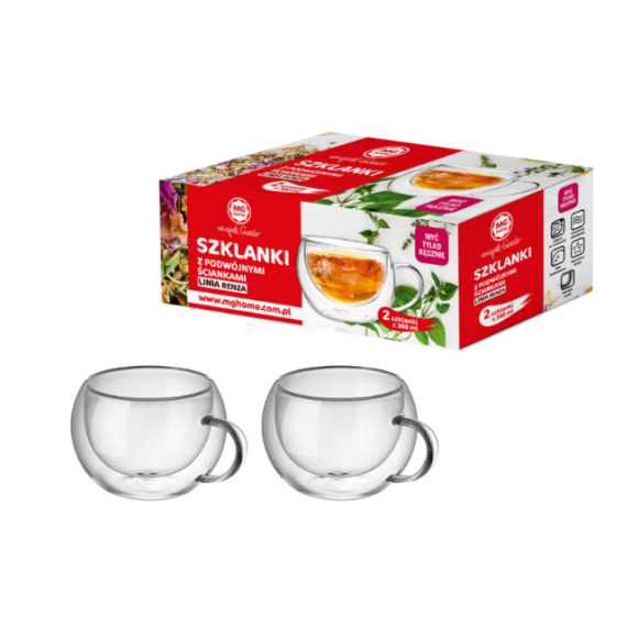 MG HOME | RENZA Zestaw 2 filiżanek termicznych z uchem 300 ml