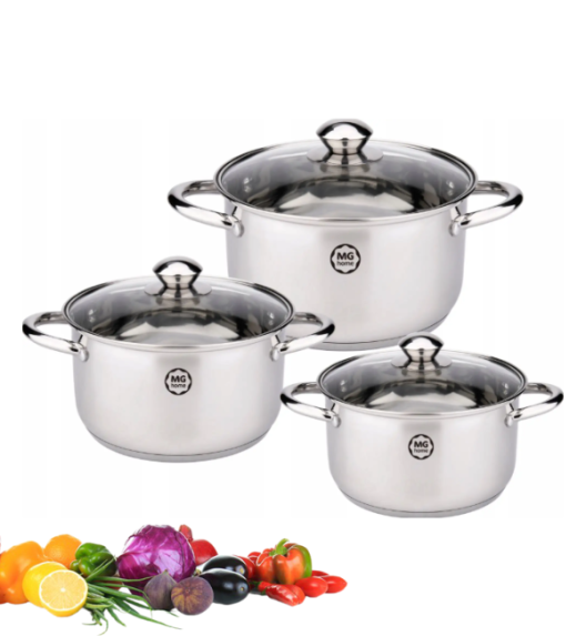 MG HOME | LAURO Zestaw garnków ze stali nierdzewnej 6 el
