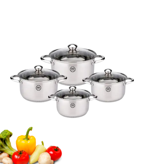 MG HOME | LAURO Zestaw garnków ze stali nierdzewnej 8 el