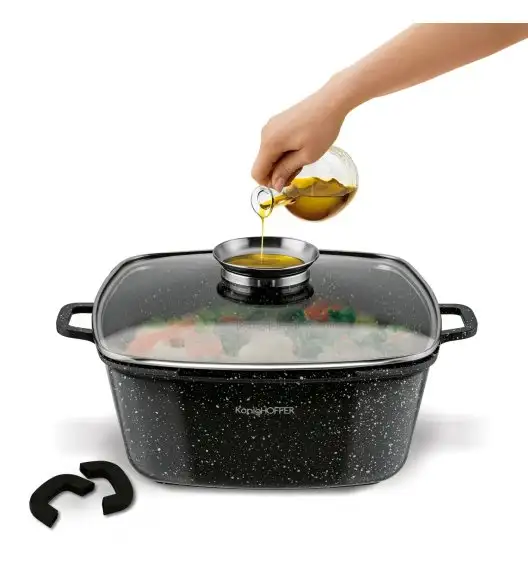 KONIGHOFFER KINGSTONE GARNEK CERAMICZNY 28 CM KWADRATOWY Z AROMATYZEREM I 2 NAKŁADKI