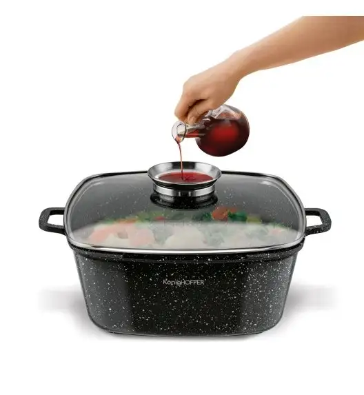 KONIGHOFFER KINGSTONE GARNEK CERAMICZNY 28 CM KWADRATOWY Z AROMATYZEREM I 2 NAKŁADKI