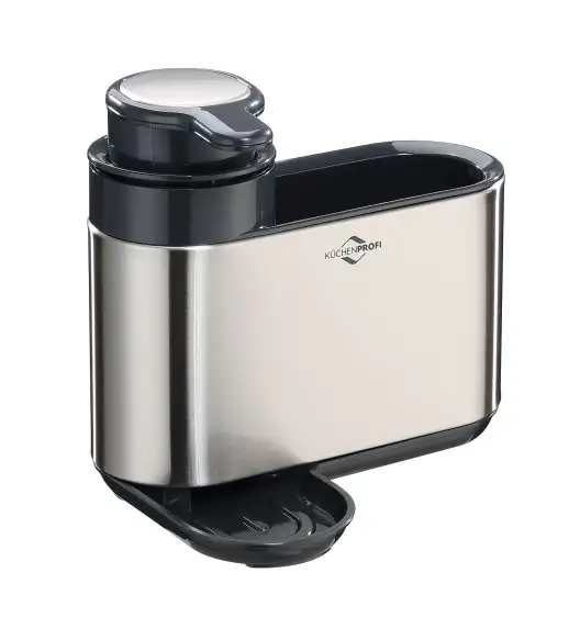 KÜCHENPROFI | Primus | organizer na akcesoria do zmywania z dozownikiem, stal nierdzewna/tworzywo sztuczne, 18 x 13 x 16 cm