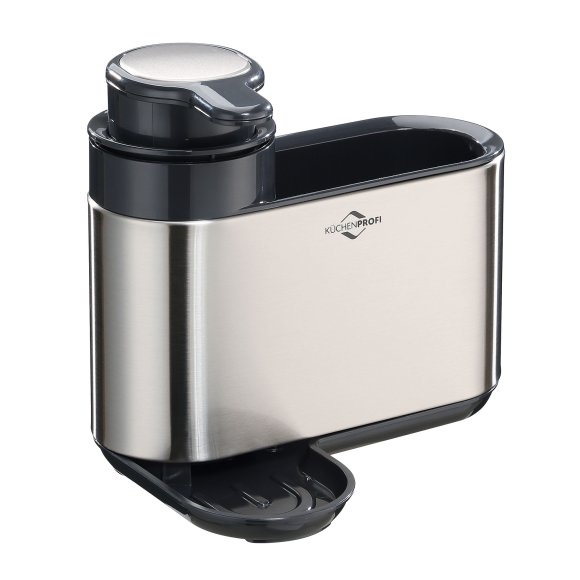 KÜCHENPROFI | Primus | organizer na akcesoria do zmywania z dozownikiem, stal nierdzewna/tworzywo sztuczne, 18 x 13 x 16 cm