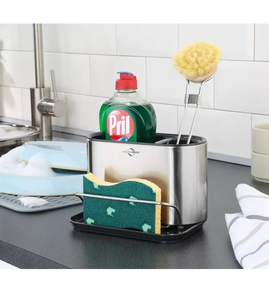 KÜCHENPROFI | Primus | organizer na akcesoria do zmywania, stal nierdzewna/tworzywo sztuczne, 18 x 13 x 12,5 cm
