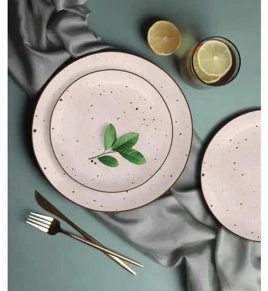 MG HOME | ZESTAW OBIADOWY Z PORCELANY GEMMA PINK 18 EL / 6 OS