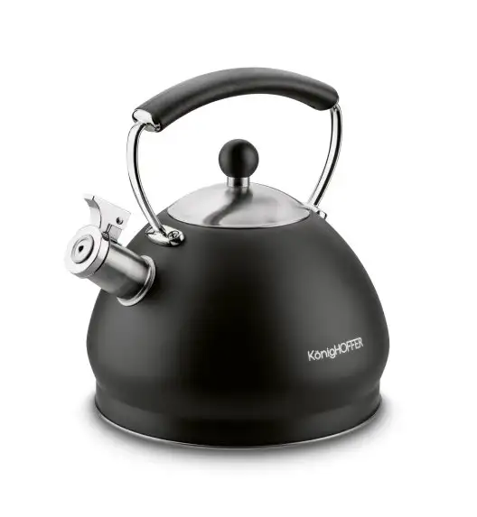 KönigHOFFER | RUSO Czajnik tradycyjny z gwizdkiem 3 l / stal nierdzewna / czarny