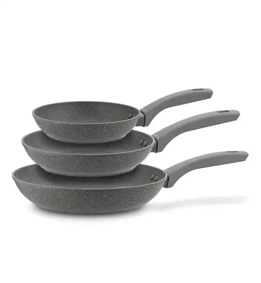 KönigHOFFER | GREYS MARBLE Komplet patelni z powłoką non-stick Marble Plus 3 szt. / szare