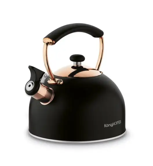 KönigHOFFER | MORENA Czajnik tradycyjny z gwizdkiem 2,3 l rose gold / czarny