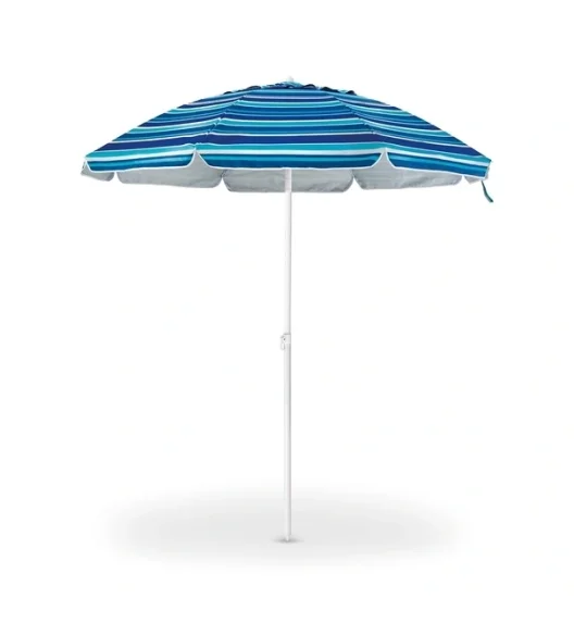 TADAR | Parasol plażowy ogrodowy regulowany 200 cm / niebieskie paski