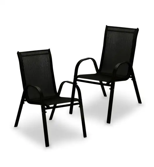TADAR | Komplet krzesło ogrodowe składane taras balkon 2 szt / czarne