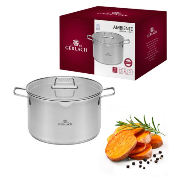 GERLACH AMBIENTE Garnek 10 l z pokrywką 28 cm / stal nierdzewna