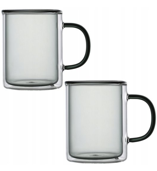MG HOME | DECO | ZESTAW SZKLANEK DOUBLE WALL ZE SZKŁA BOROKRZEMOWEGO Z KOLOR. UCHEM 2x300ML - CZARNE