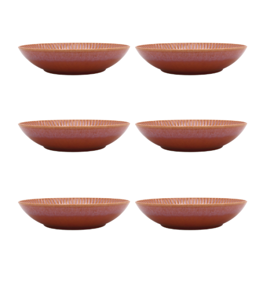 LUBIANA STONEWARE BLUSH | Talerz głęboki 22 cm x 6 szt. | luz | kolor łososiowy