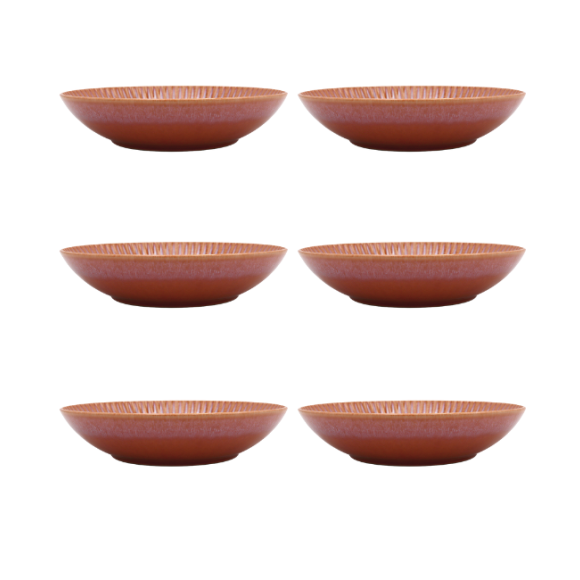 LUBIANA STONEWARE BLUSH | Talerz głęboki 22 cm x 6 szt. | luz | kolor łososiowy