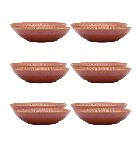 LUBIANA STONEWARE BLUSH | Talerz głęboki 22 cm x 12 szt. | luz | kolor łososiowy