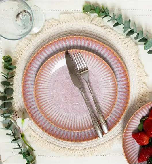 LUBIANA STONEWARE BLUSH | Talerz głęboki 22 cm x 12 szt. | luz | kolor łososiowy