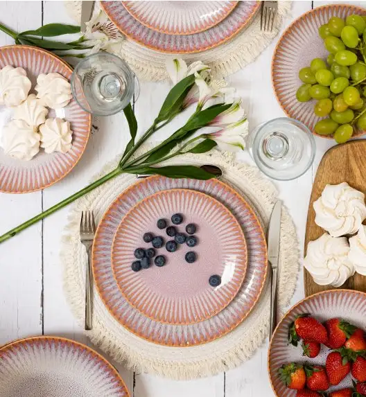 LUBIANA STONEWARE BLUSH | Talerz głęboki 22 cm x 18 szt. | luz | kolor łososiowy