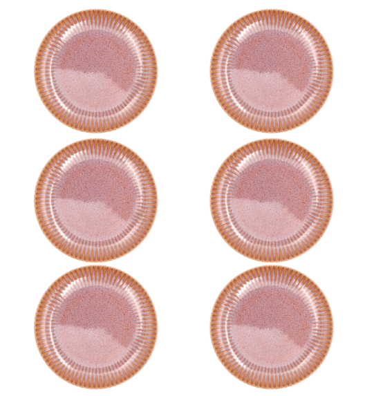 LUBIANA STONEWARE BLUSH | Talerz deserowy 21 cm x 6 szt. | luz | kolor łososiowy