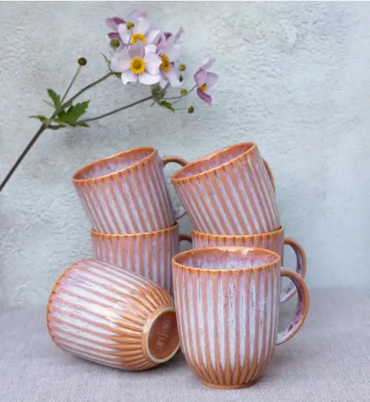 LUBIANA STONEWARE CERAMIKA BLUSH | Serwis obiadowy 24 elementy dla 6 osób | kolor łososiowy