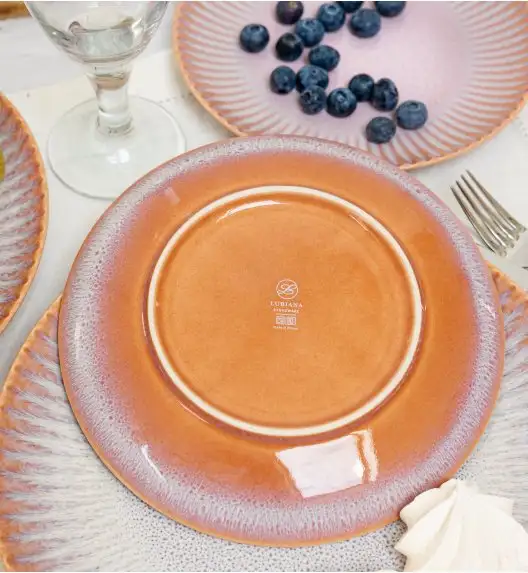LUBIANA STONEWARE CERAMIKA BLUSH | Serwis obiadowy 48 elementów dla 12 osób | kolor łososiowy