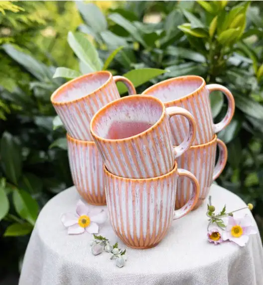 LUBIANA STONEWARE CERAMIKA BLUSH | Serwis obiadowy 48 elementów dla 12 osób | kolor łososiowy