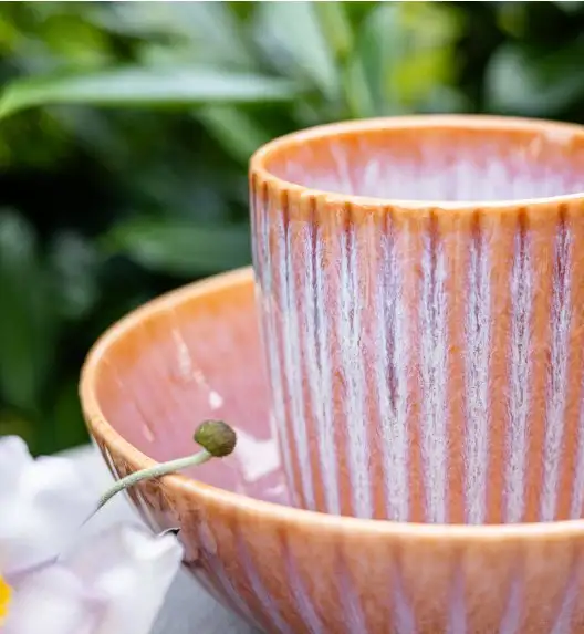 LUBIANA STONEWARE CERAMIKA BLUSH | Serwis obiadowy 96 elementów dla 24 osób | kolor łososiowy