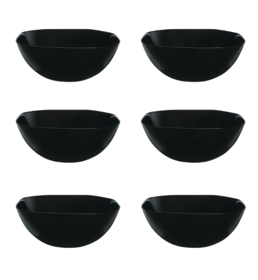 LUMINARC CARINE BLACK 6x Salaterka kwadratowa 27 cm | szkło hartowane 
