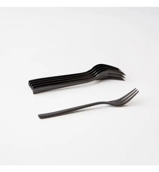 AMBITION PRATO Komplet 6 widelczyków do ciasta / pudełko / 6 osób / czarny