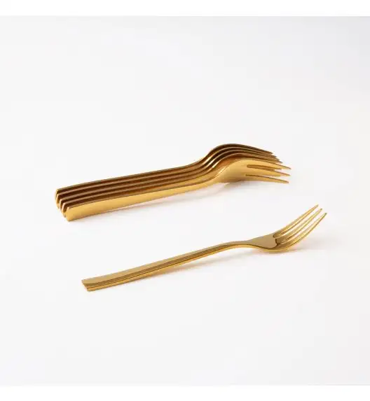 AMBITION PRATO Komplet 6 widelczyków do ciasta / pudełko / 6 osób / złoty