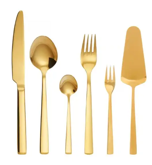 AMBITION PRATO Sztućce Komplet 24+7 el dla 6 osób / pudełko / złote