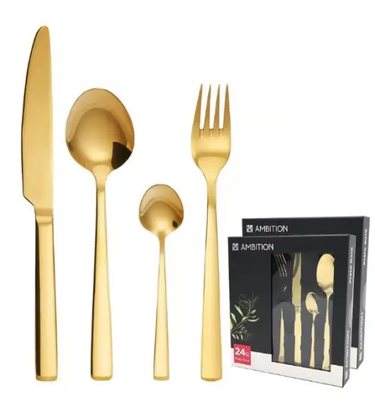 AMBITION PRATO Sztućce Komplet 48 el dla 12 osób / pudełko / złote