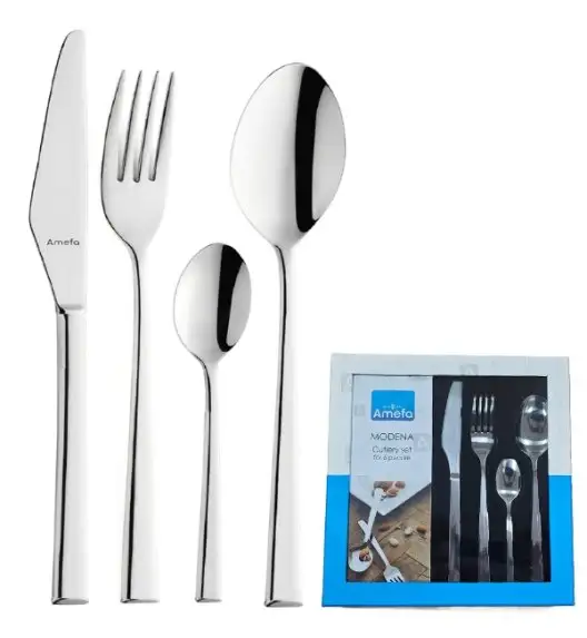 AMEFA MODENA Sztućce UE Komplet 24 el w pudełku kwadratowym / 6 os / połysk / stal nierdzewna 18/0