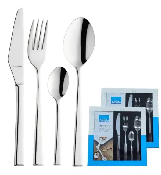 AMEFA MODENA Sztućce UE Komplet 48 el w pudełku kwadratowym / 12 os / połysk / stal nierdzewna 18/0