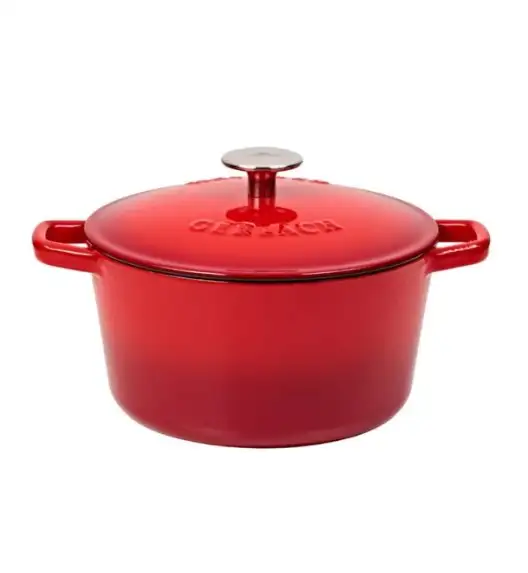 GERLACH NATUR IRON Garnek 3 L z pokrywką 21 cm / żeliwo / czerwony gradient
