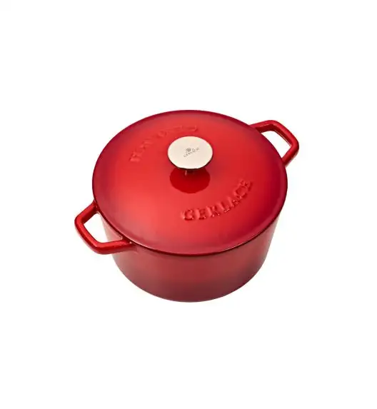 GERLACH NATUR IRON Garnek 3 L z pokrywką 21 cm / żeliwo / czerwony gradient
