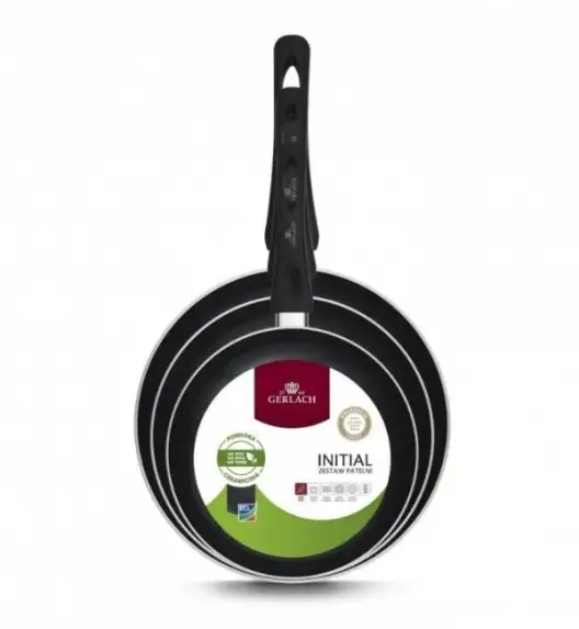 GERLACH AMBIENTE PLUS Komplet Garnki z pokrywkami 10 el + Patelnie Initial 20, 24, 28 cm / stal nierdzewna / indukcja