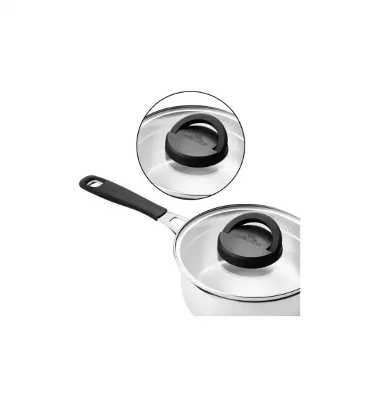 GERLACH AMBIENTE PLUS Komplet Garnki z pokrywkami 10 el + Patelnie Initial 20, 24, 28 cm + Pokrywki szklane TADAR