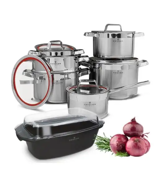 ZWIEGER KLASSIKER Komplet garnków z pokrywkami 11 el + Brytfanna Practi Plus / stal nierdzewna