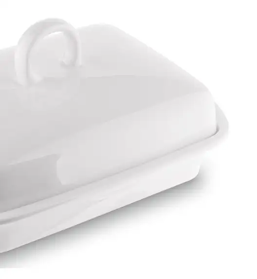 TADAR CERAMIC Maselniczka porcelanowa 16,5 x 12 cm / z pokrywką / biała