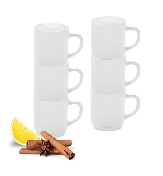 LUMINARC ZELIE Kubek 290 ml sztaplowany komplet 6 sztuk biały / szkło hartowane