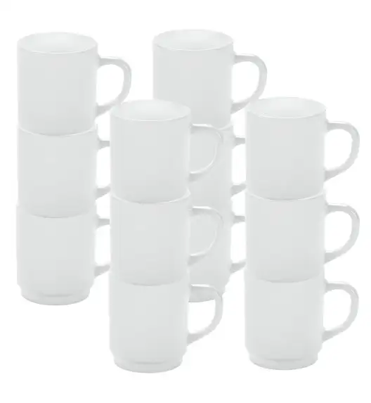 LUMINARC ZELIE Kubek 290 ml sztaplowany komplet 12 sztuk biały / szkło hartowane