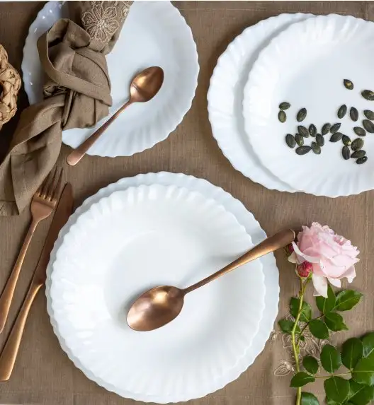 LUMINARC FESTON Komplet obiadowy 18 el dla 6 os biały / szkło hartowane